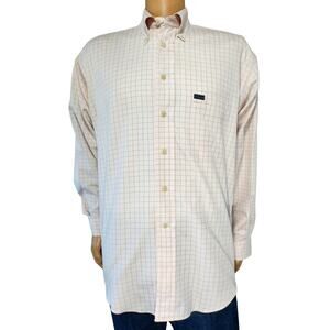 Faconnable Shirt Mens Size Large (Fits Larger) Pale Pink Check L/S Button Up EUC